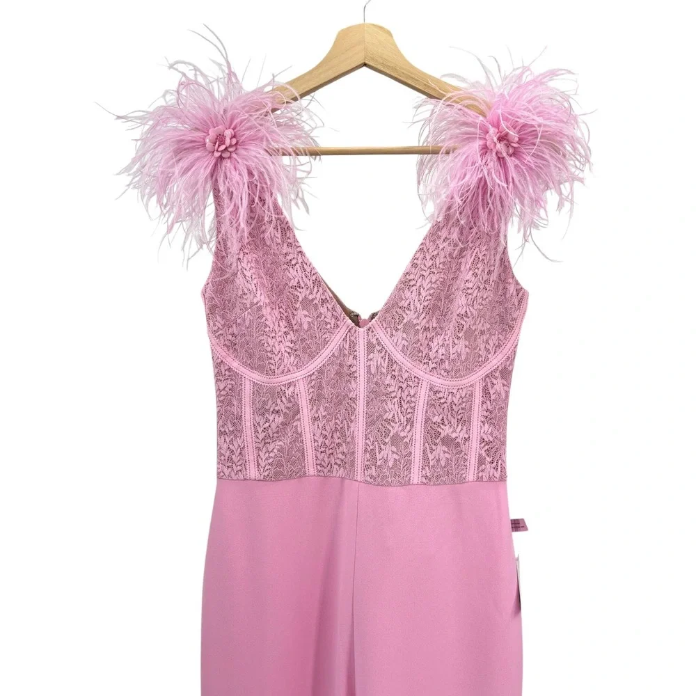 NWT Nadine Merabi Pink Annabelle Sleeveless Lace Jumpsuit - Size 6 - Picture 7 of 14